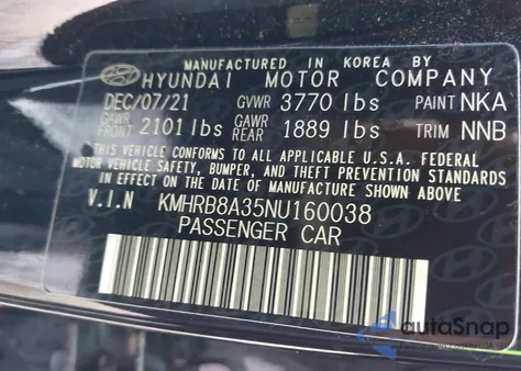 2022 Hyundai Venue Se from USA, damaged, VIN KMHRB8A35NU160038
